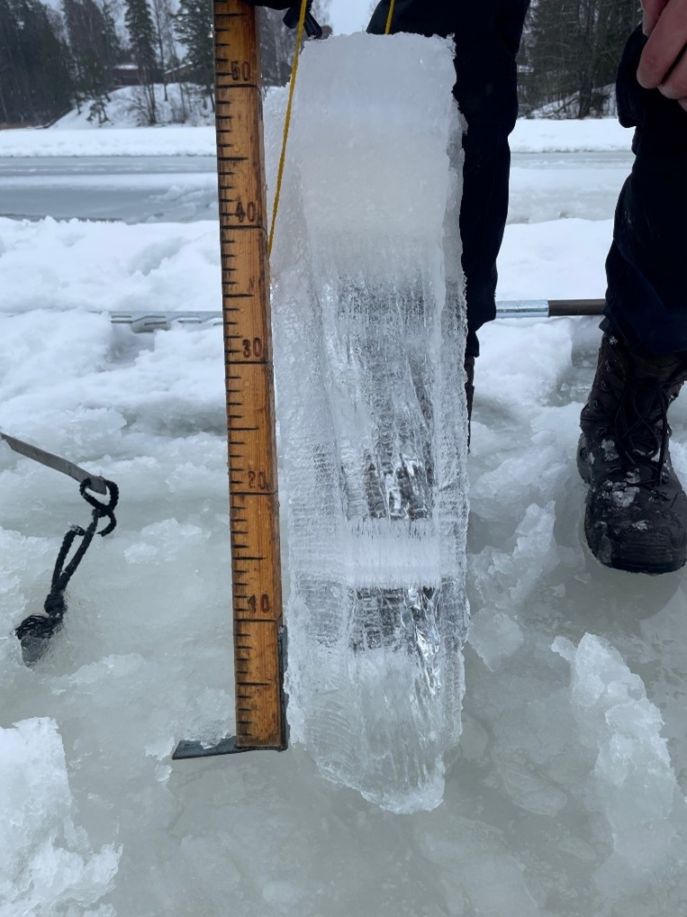 A test piece of ice and its structure.