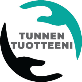 Tunnen tuotteeni -logossa kaksi kämmentä muodostaa pyöreän symbolin, jonka keskellä lukee 