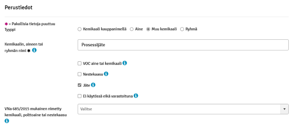 Kuvakaappaus KemiDigistä, jäte-täppä valittuna.