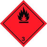 Transport of dangerous goods warning labels for flammable liquids