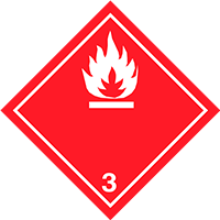 Transport of dangerous goods warning labels for flammable liquids