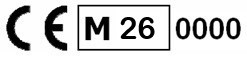 Merkintään kuuluu CE-merkintä, valmistusvuosi ja ilmoitetun laitoksen tunnus.