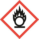 Varoitusmerkki GHS03 ilmaisee hapettavia aineita. 