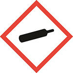 Varoitusmerkki GHS04 ilmaisee paineen alaisia kaasuja.