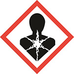 Varoitusmerkki GHS08 ilmaisee vakavan terveysvaaran aiheuttavia aineita. 